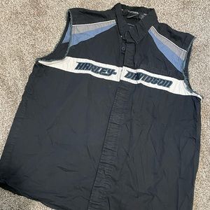 Mens XL Harley Davidson button up sleeveless